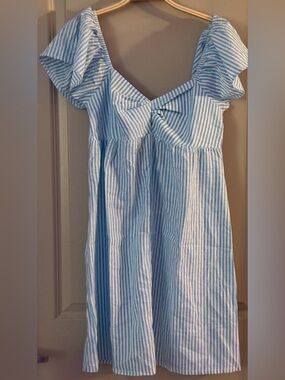 LA Relaxed Aqua Striped- Blue Stripe Women's Summer Sundress
